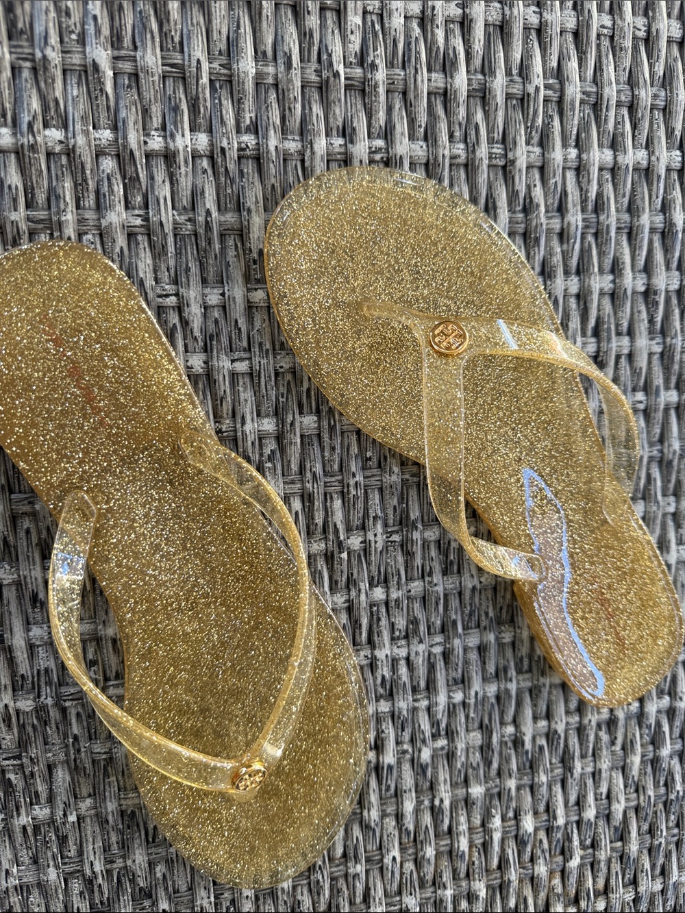 Tory Burch Gold Glitter Flip-Flops